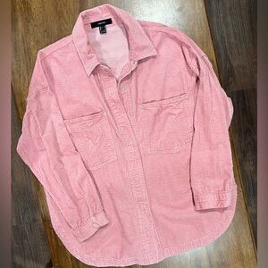 Forever 21 Dusty Pink Corduroy Button-Up Shirt Jacket “Shacket”